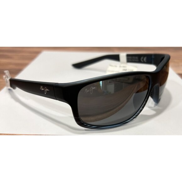 Maui Jim Kaiwi Channel Grey Black Stripe Sunglasses 840-11D Made in Italy - Picture 6 of 9